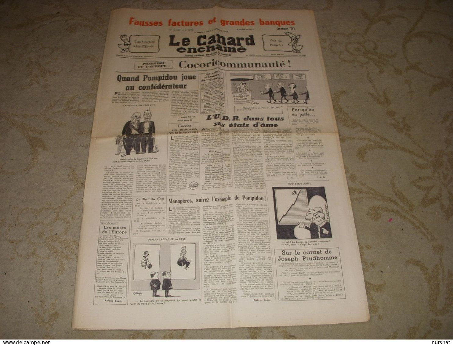 CANARD ENCHAINE 2712 18.10.1972 Jean Louis BARRAULT CINEMA Le PARRAIN D. SEYRIG - Politik