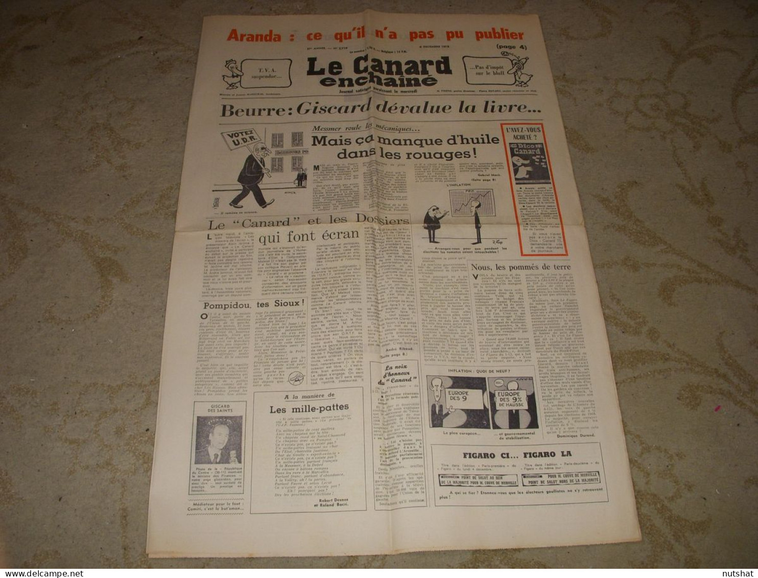 CANARD ENCHAINE 2719 06.12.1972 M. AUDIARD Denis LLORCA Claude JUTRA Jean KAY - Politics