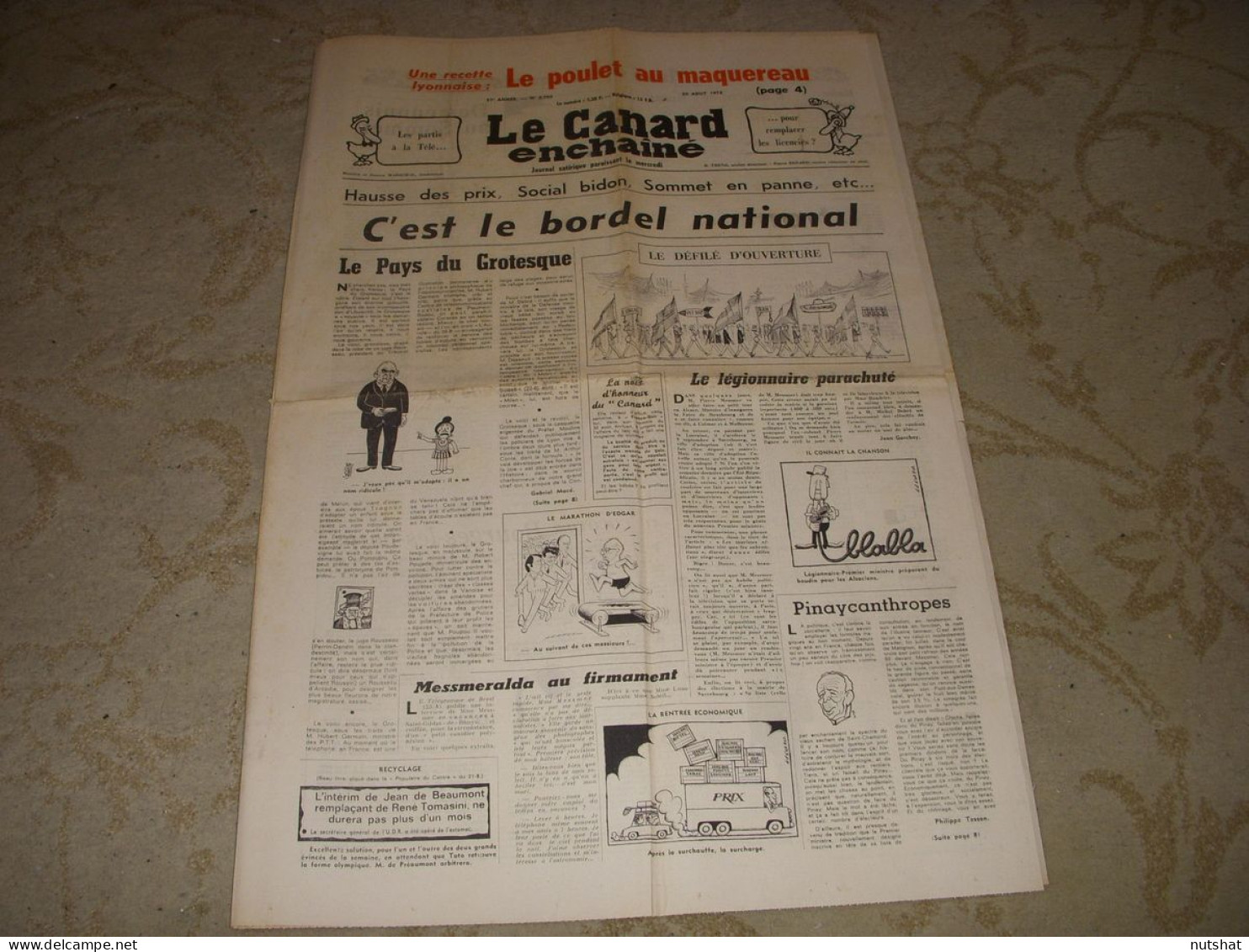 CANARD ENCHAINE 2705 30.08.1972 Jean Louis BORY Eric ROHMER JEUX OLYMPIQUES - Politique