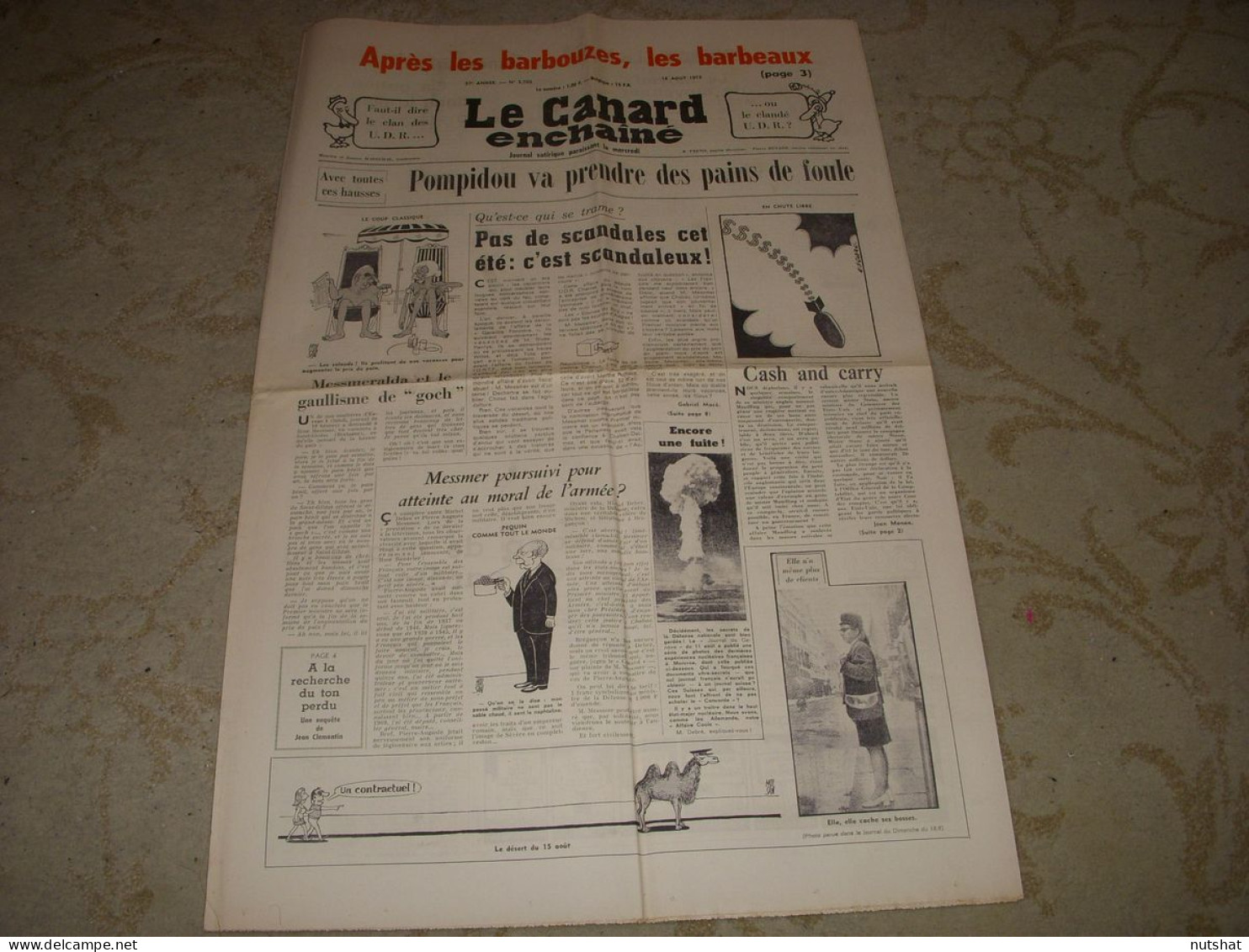 CANARD ENCHAINE 2703 16.08.1972 Arthur CONTE Jean-Louis BARRAULT Jean FREUSTIE - Politiek