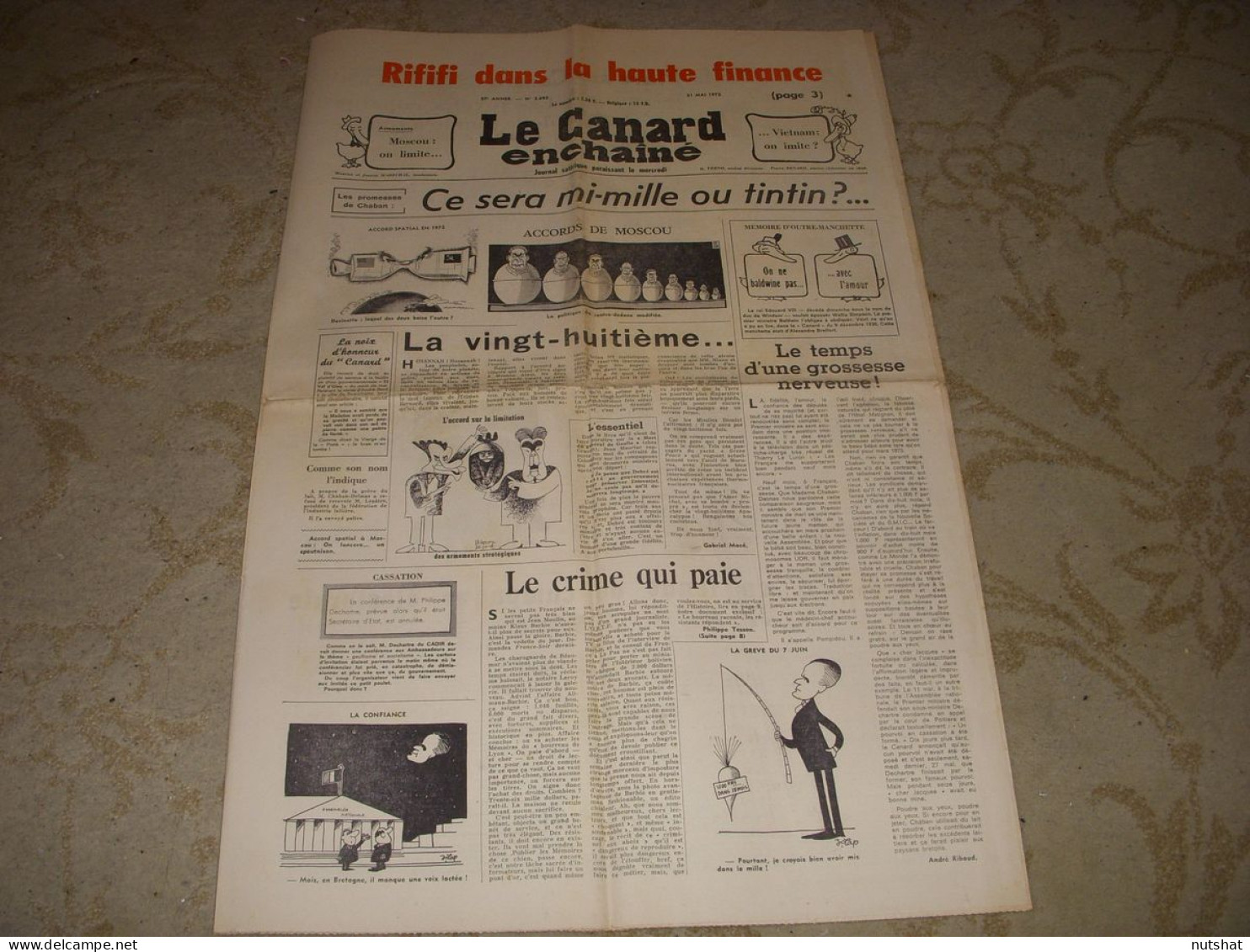 CANARD ENCHAINE 2692 31.05.1972 Genevieve BAILAC Elia KAZAN Jean Jacques PAUVERT - Politique