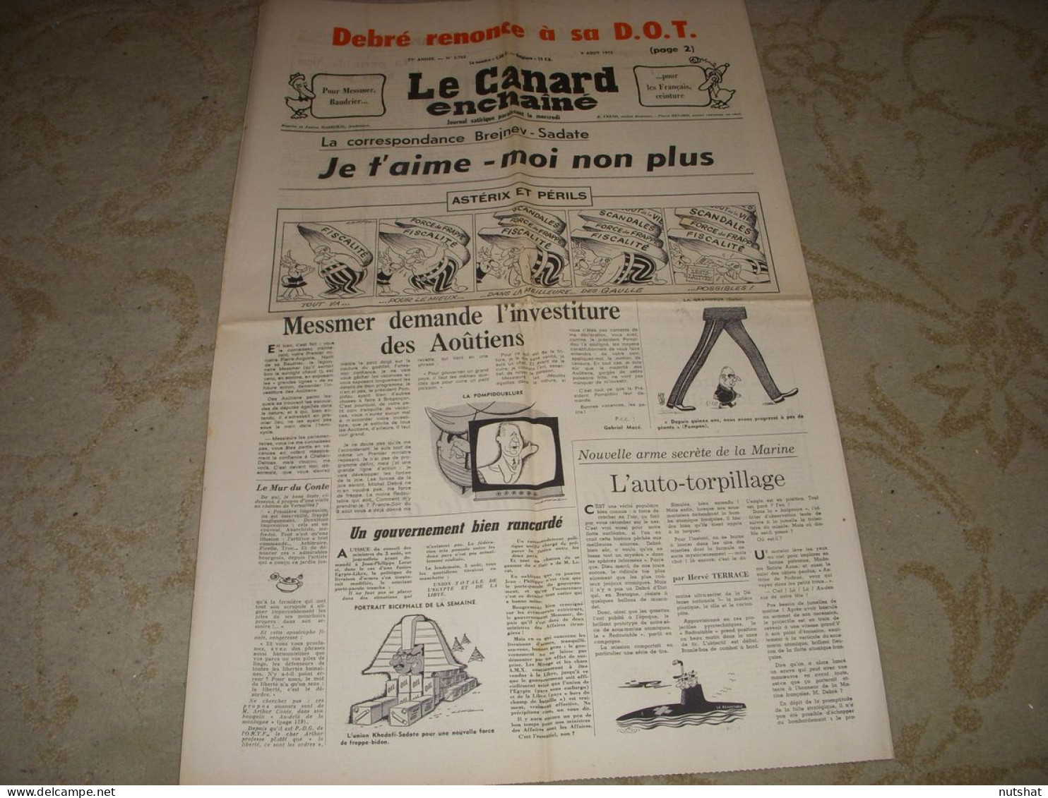 CANARD ENCHAINE 2702 09.08.1972 DW LAURENCE Robert ALTMANN ASTERIX Et PERILS - Politica