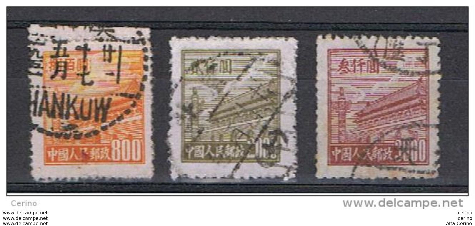 CHINA:  1950/51  ORDINARY  SERIES  -  3  USED  STAMPS  -  YV/TELL. 836 A + 838 A + 839 A - Gebruikt