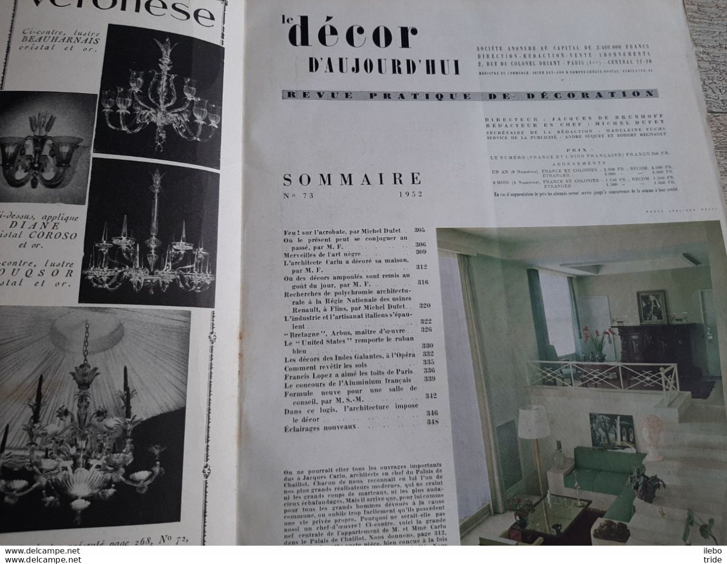 Revue N°73 Décor D'aujourd'hui 1954 Paquebot Bretagne Arbus United States Usine Renault Flins - Huis & Decoratie