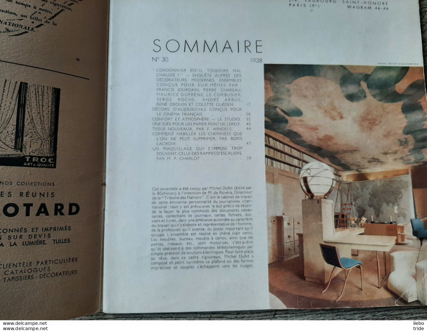 Revue N°30 Décor D'aujourd'hui 1938 Jourdain Le Corbusier Arbus Guéden Décors De Cinéma Drouain - Casa & Decoración