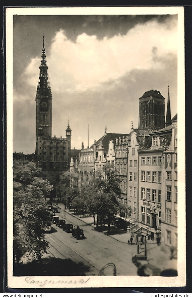 AK Danzig / Gdansk, Ortsansicht Mit Kirche Und Rathsapotheke  - Westpreussen