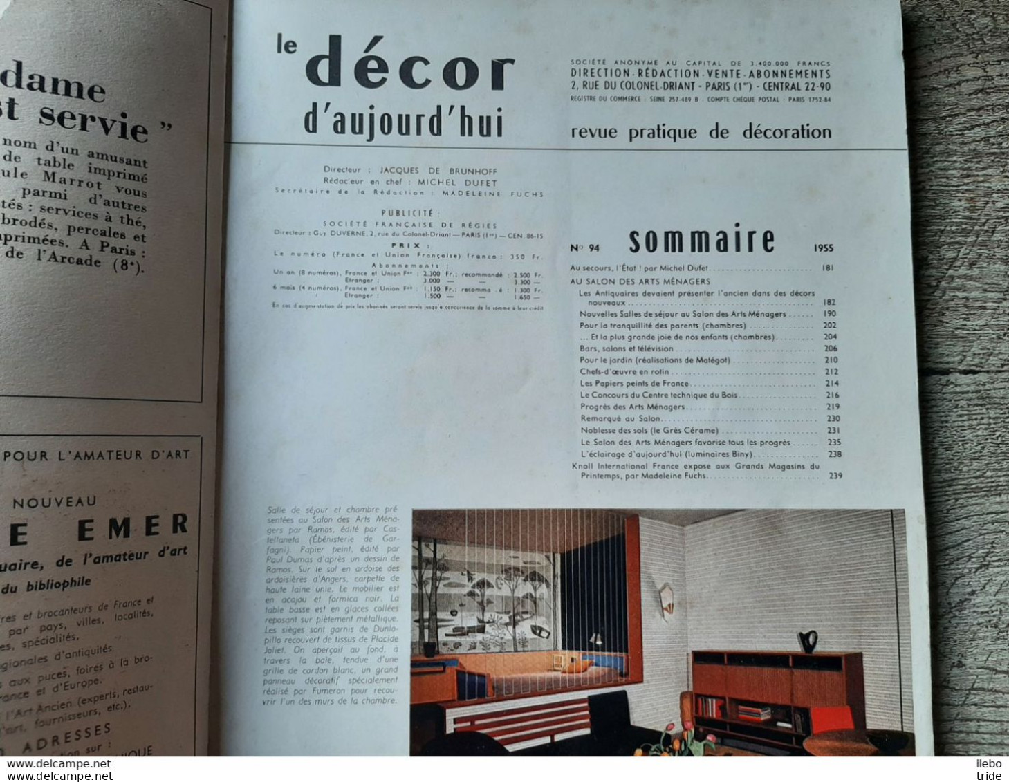 Revue N°94 Décor D'aujourd'hui 1954 Salon Arts Ménagers Bars Salons Rotin Jardin éclairage - Huis & Decoratie