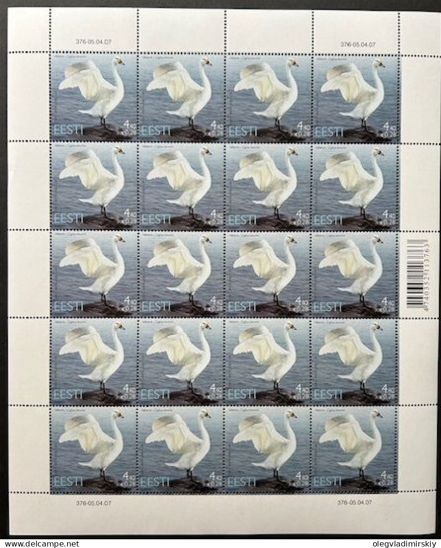 Estonia Estland Estonie 2007 Bird Of The Year Swan Sheetlet MNH - Zwanen