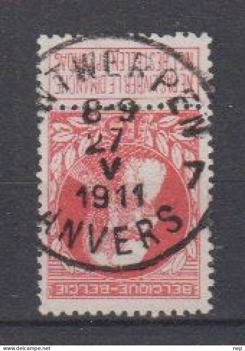 BELGIË - OPB - 1905 - Nr 74 - T4 R (ANTWERPEN/ANVERS 7) - COBA  +2.00 € - 1905 Grosse Barbe