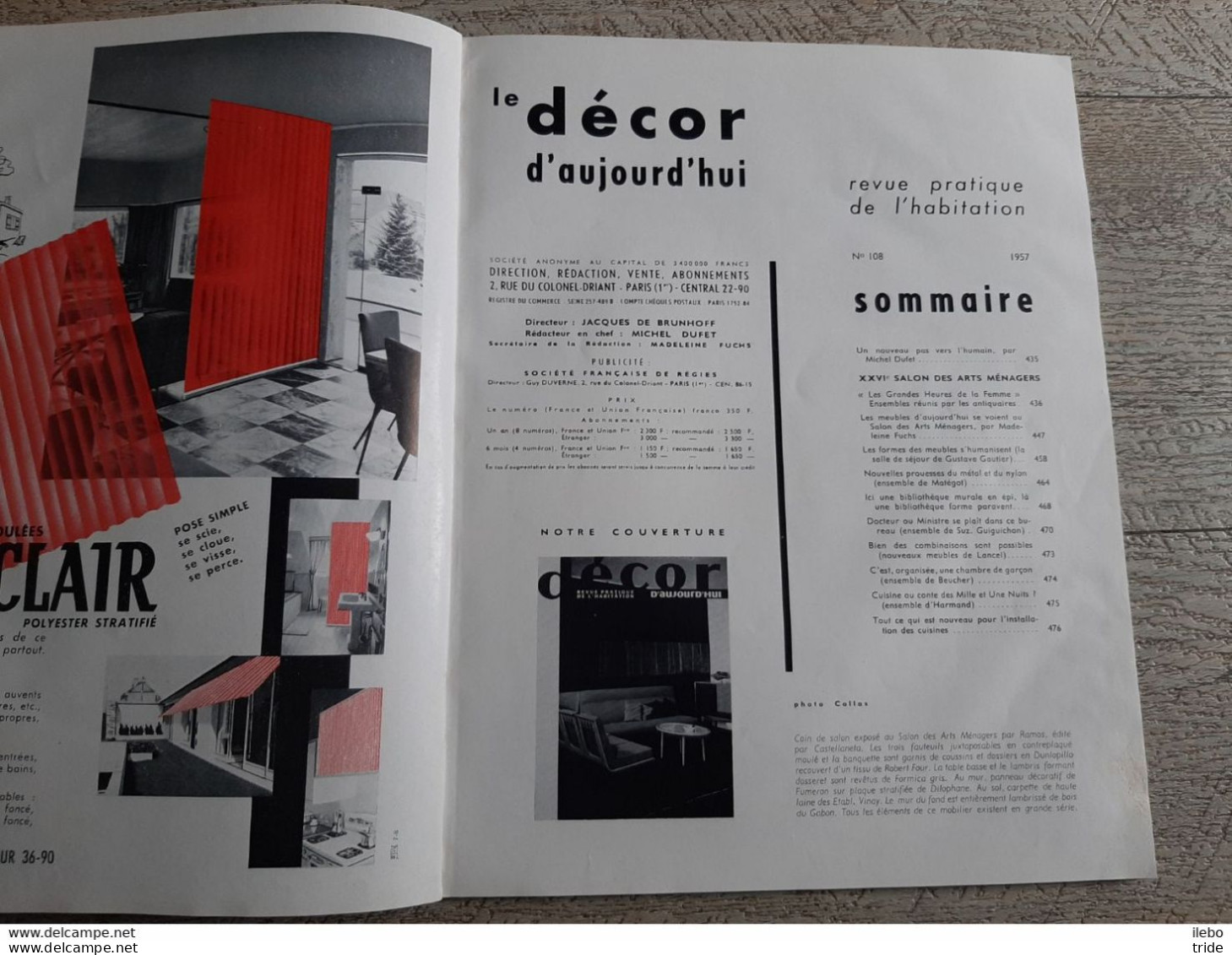 Revue N°108 Décor D'aujourd'hui 1956 Salon Arts Ménagers Salle Séjour Gautier Lancel Meubles - House & Decoration