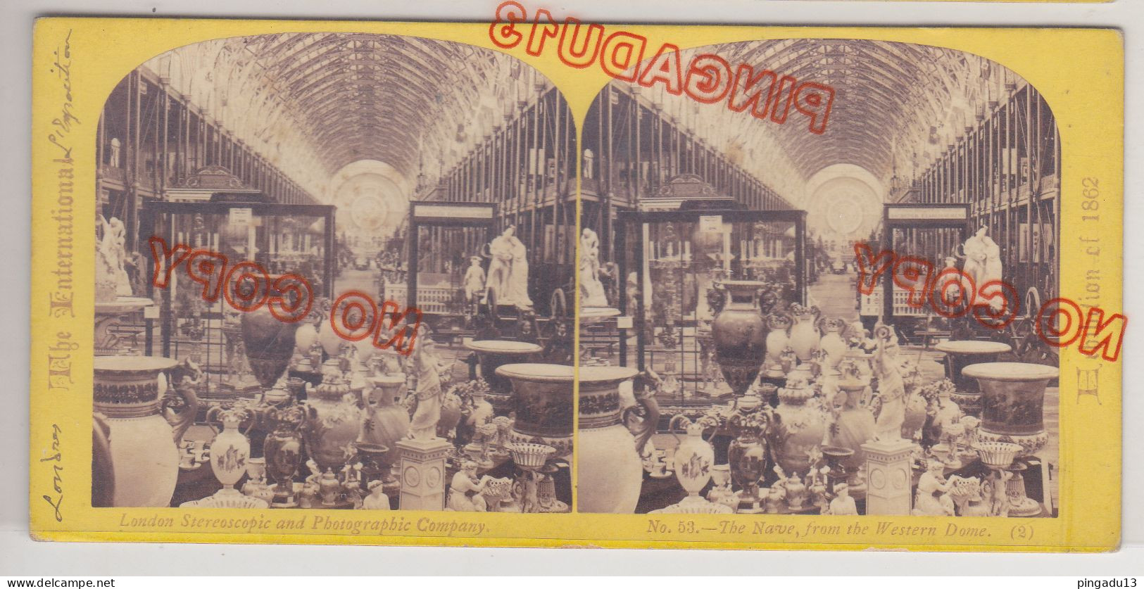 Fixe Stereoview No. 53 Nave From The Western Dome International Exhibition 1862 London Londres - Stereoscopic