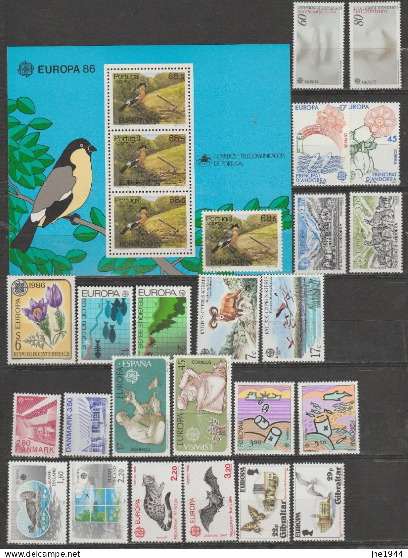 Europa 1986 Année Compléte Protection De La Nature ** - 1986