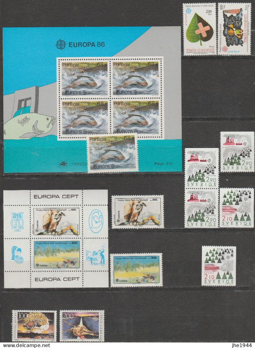 Europa 1986 Année Compléte Protection De La Nature ** - 1986