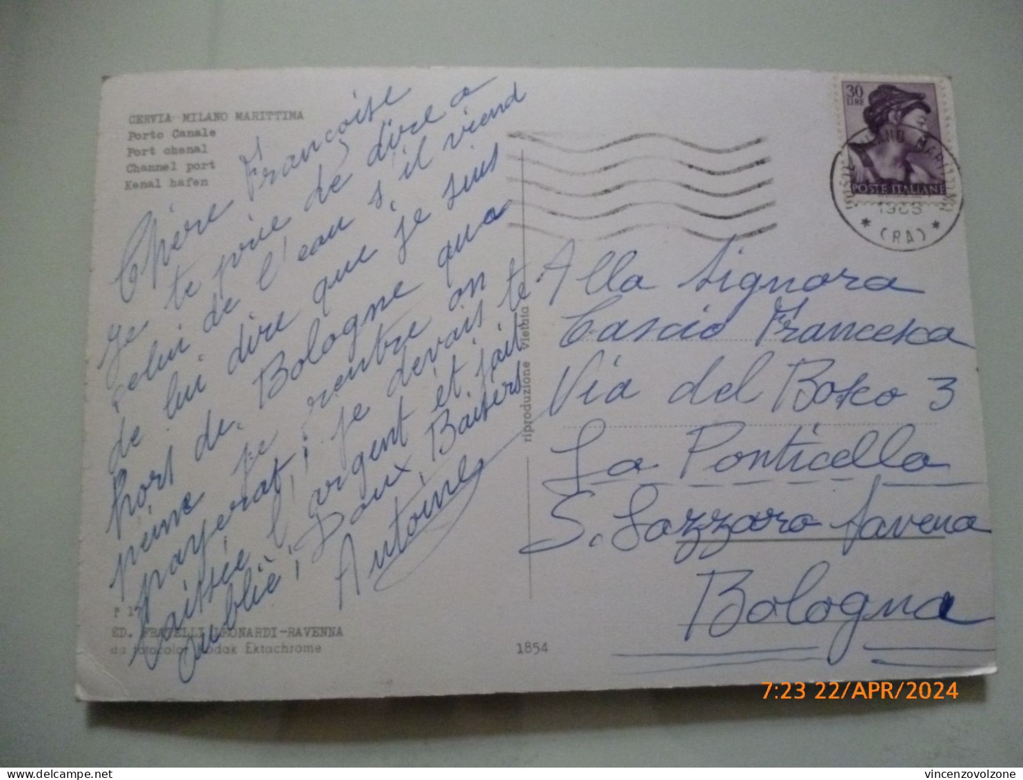 Cartolina Viaggiata "MILANO MARITTIMA CERVIA Porto Canale" 1964 - Ravenna