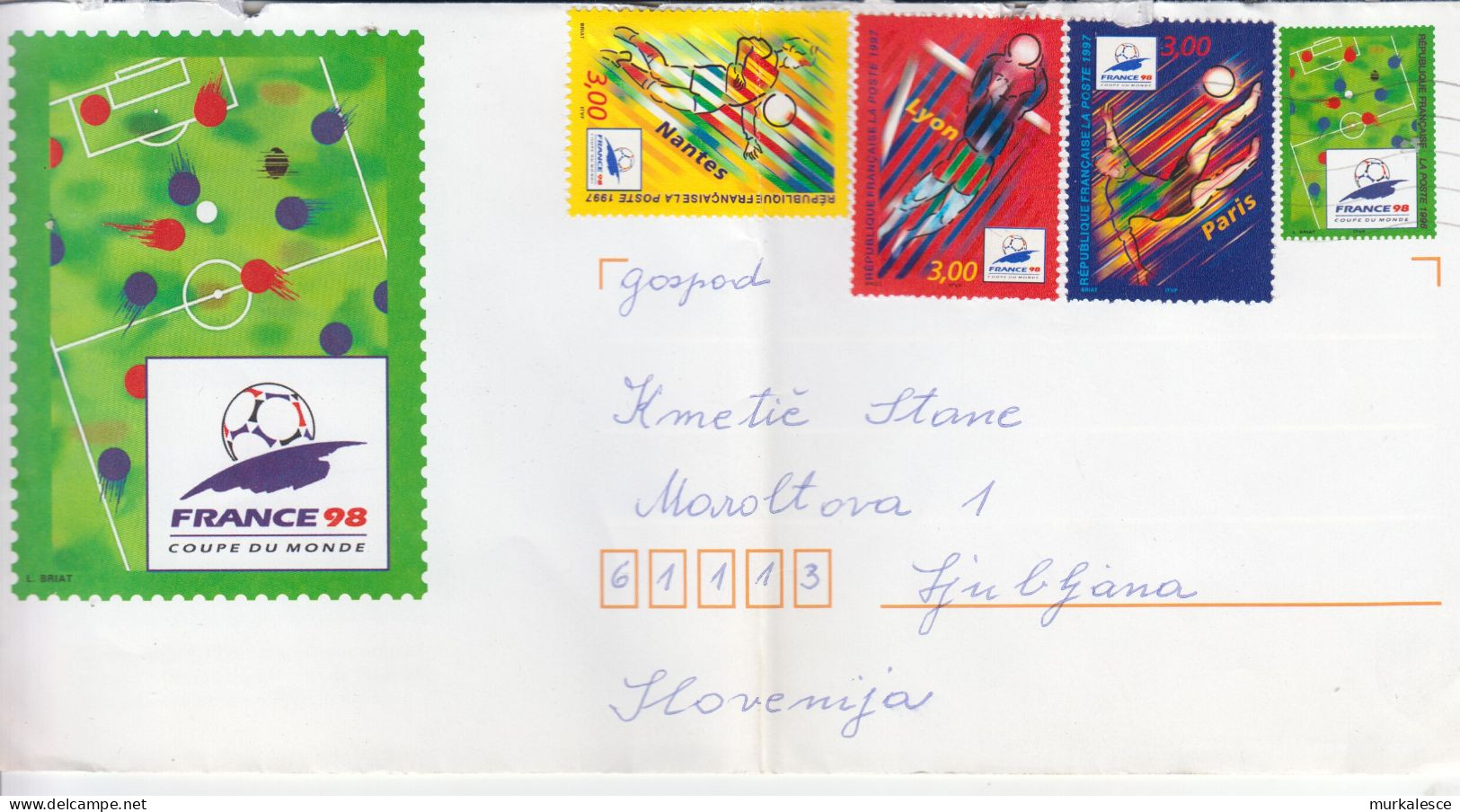 9414 --- LETTER   FRANCE    98    COUPE  DU  MONDE    TO  LJUBLJANA   SLOVENIJA - Storia Postale