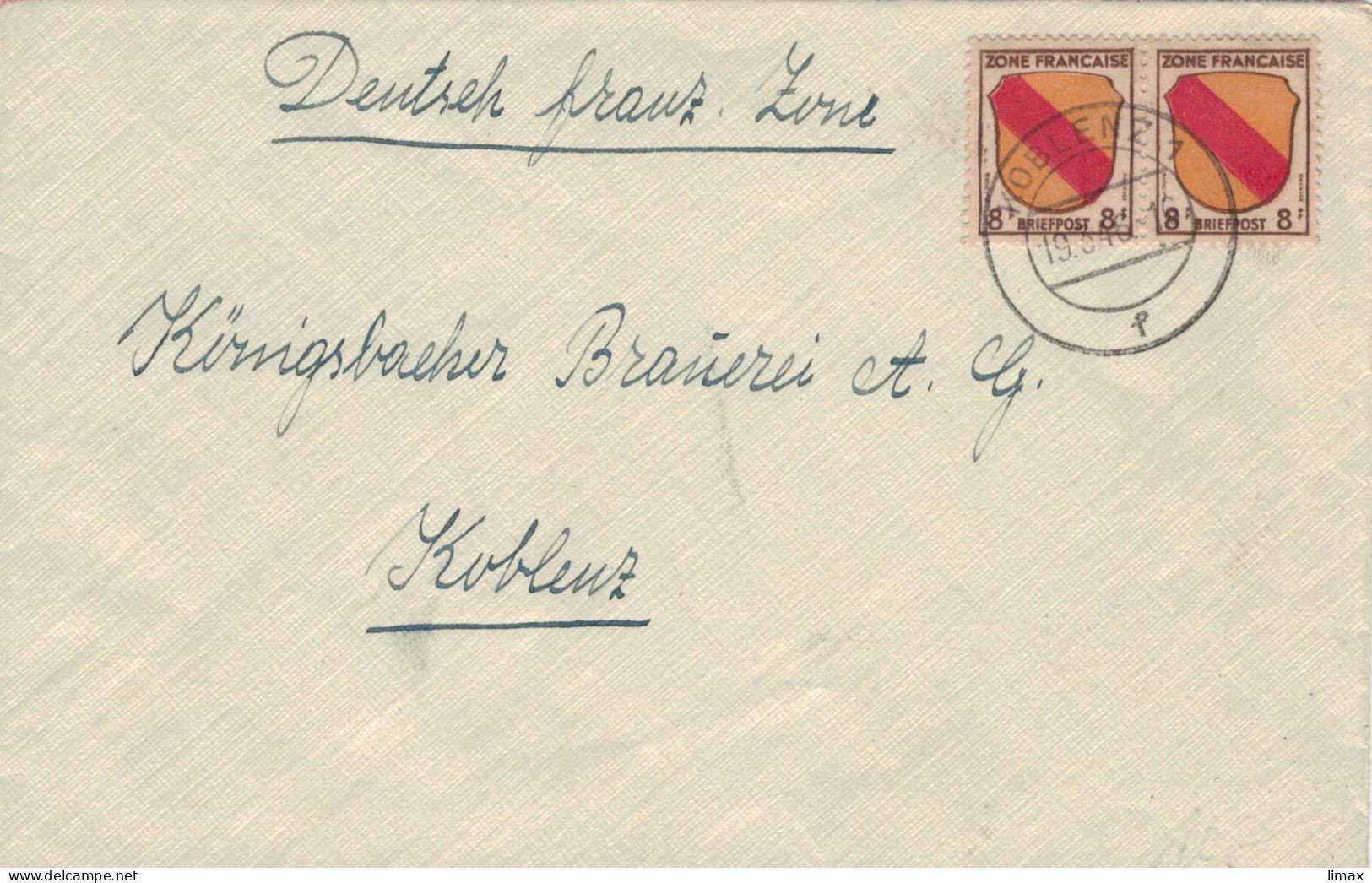 Koblenz 1946 > Königsbacher Bier - Ortsbrief - Rijnland-Palts