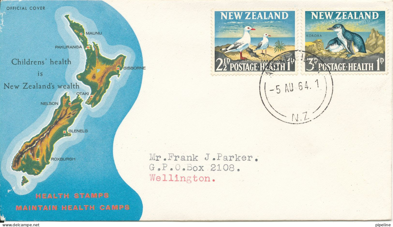 New Zealand FDC 5-8-1964 Health Stamps Complete Set Of 2 BIRDS With Cachet - FDC