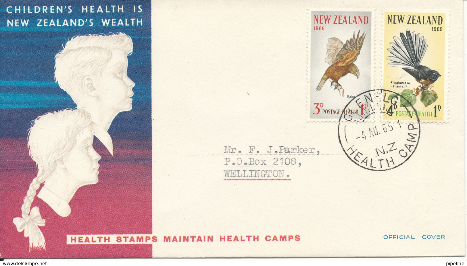 New Zealand FDC 5-8-1964 Health Stamps Complete Set Of 2 BIRDS With Cachet - FDC