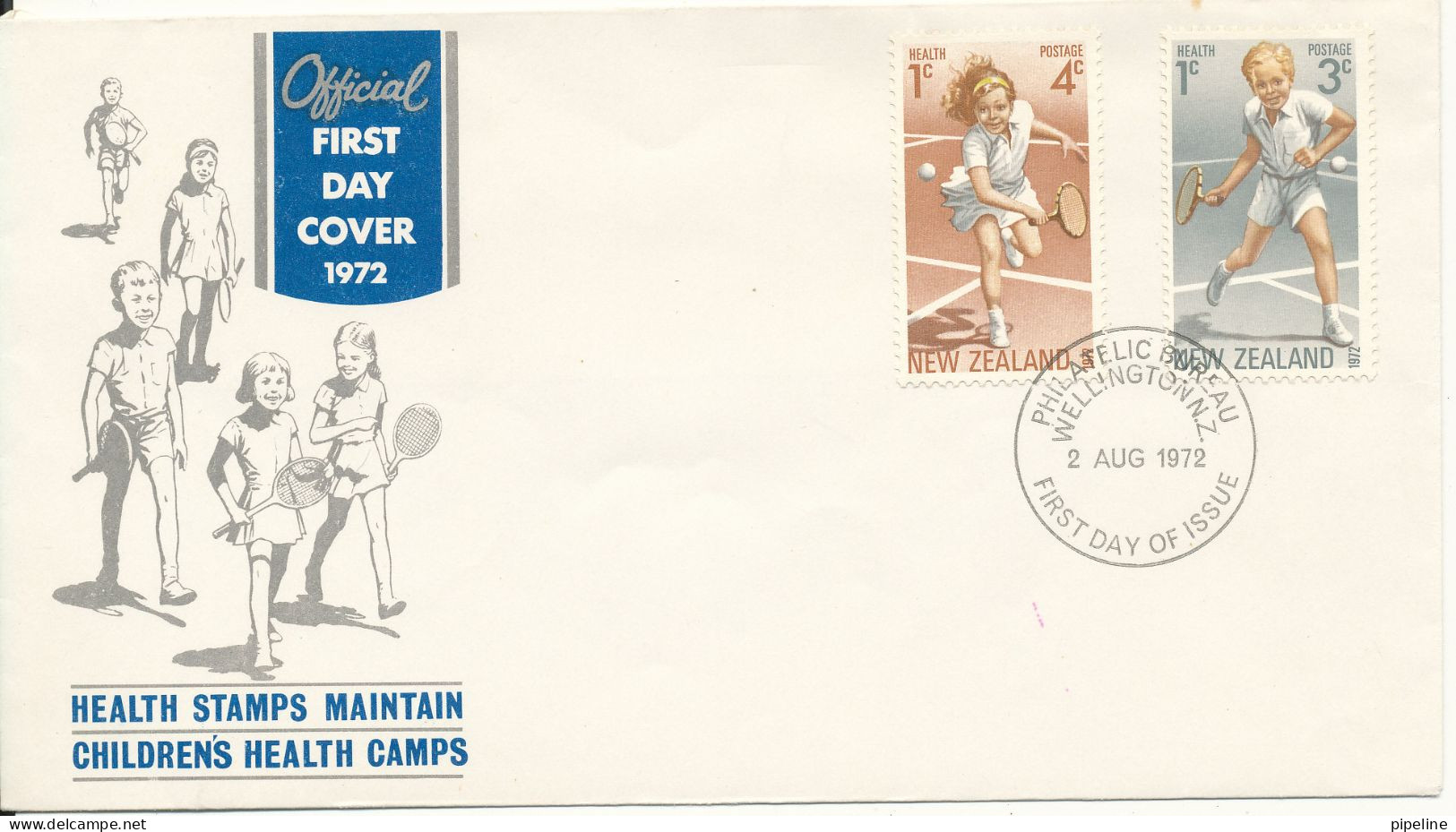 New Zealand FDC 2-8-1972 Health Stamps Complete Set Of 2 Tennis With Cachet - FDC