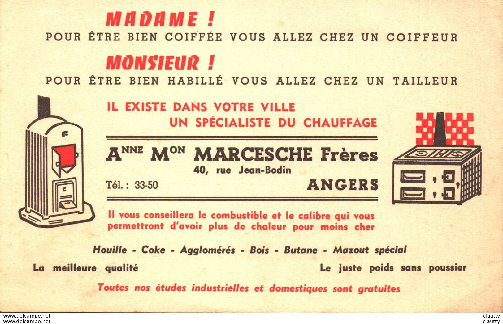 Buvard Marcesche Frères Rue Bodin Angers , Spécialiste Du Chauffage - Hydrocarbures