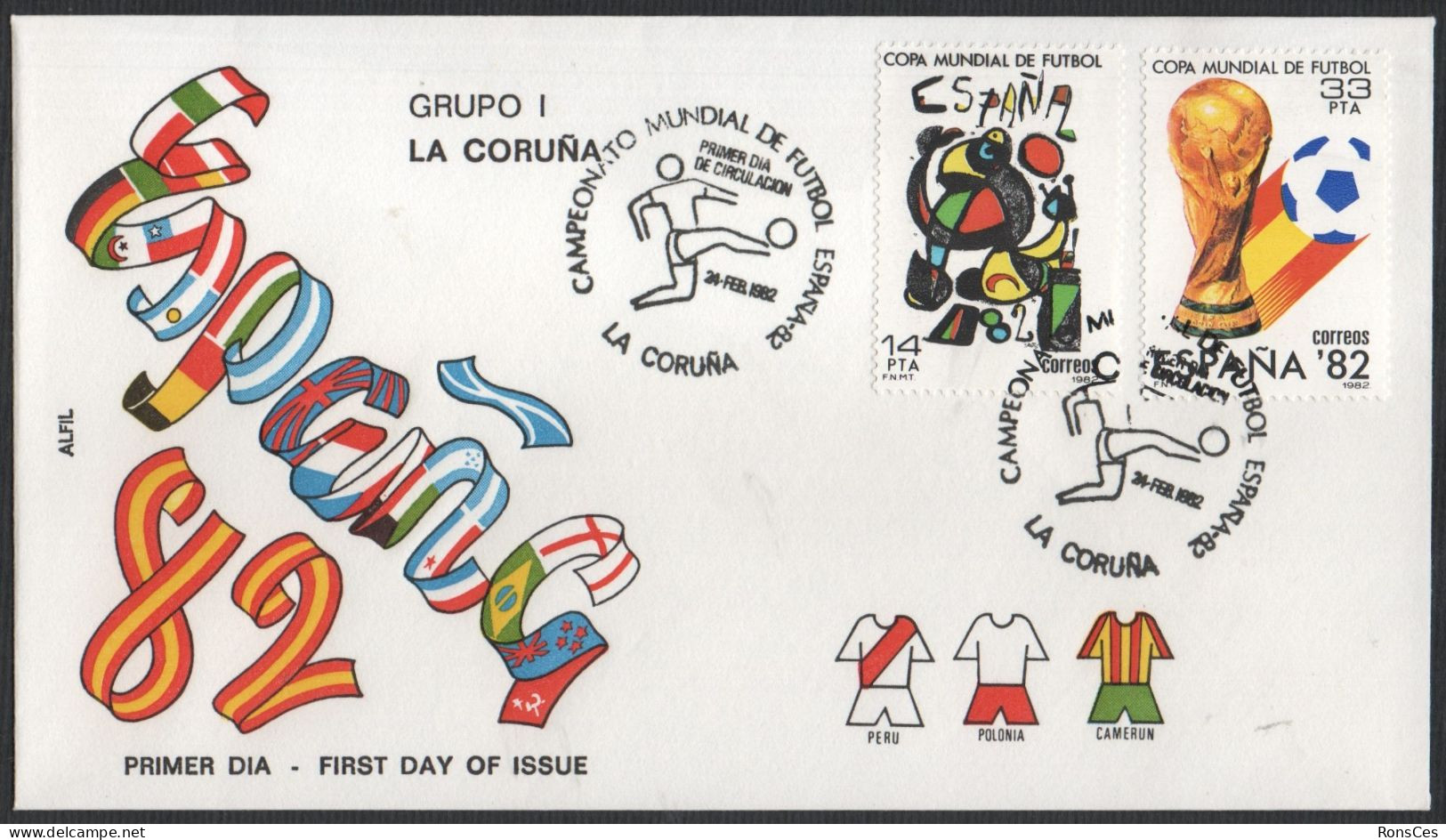 FOOTBALL - ESPAGNE LA CORUNA 1982 - CAMPEONATO MUNDIAL DE FUTBOL - GRUPO I - FDC - A - 1982 – Espagne