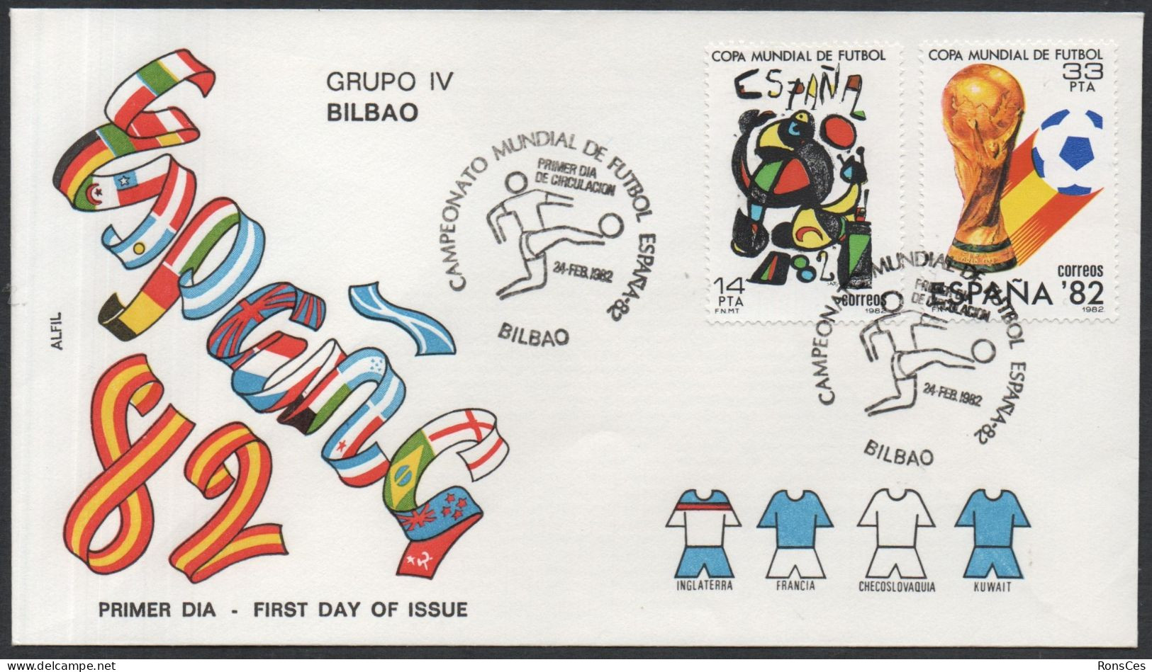 FOOTBALL - ESPAGNE BILBAO 1982 - CAMPEONATO MUNDIAL DE FUTBOL - GRUPO IV - FDC - A - 1982 – Espagne