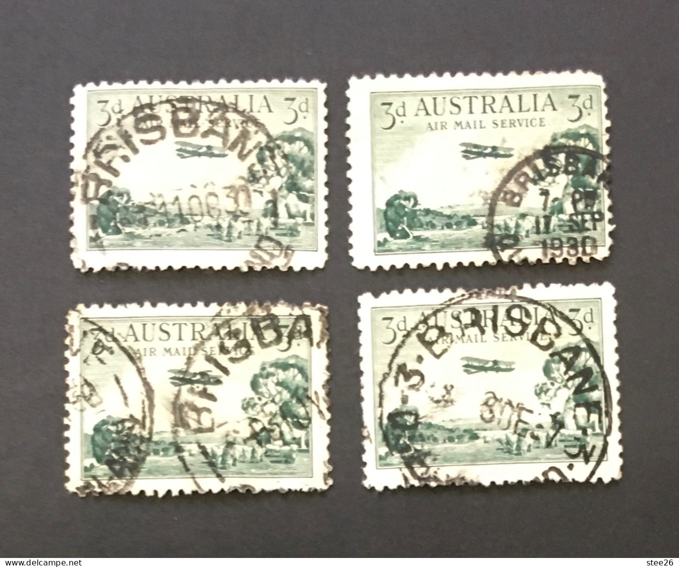 Australia 1929 3d Air Mail Service - Fine Used Stamps X 4 - Postmarked Brisbane - Andere & Zonder Classificatie