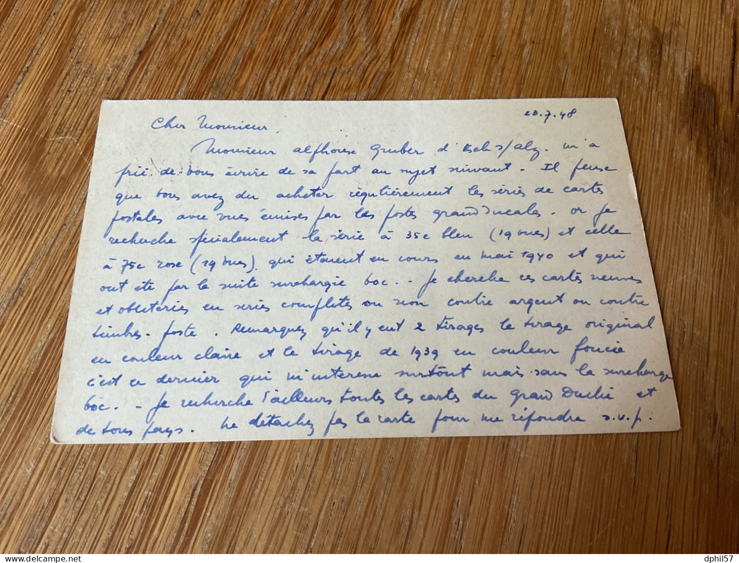 Belgique Entier Postal N°2 (-10%) Avec Cachet De Schifflange - Postcards 1934-1951