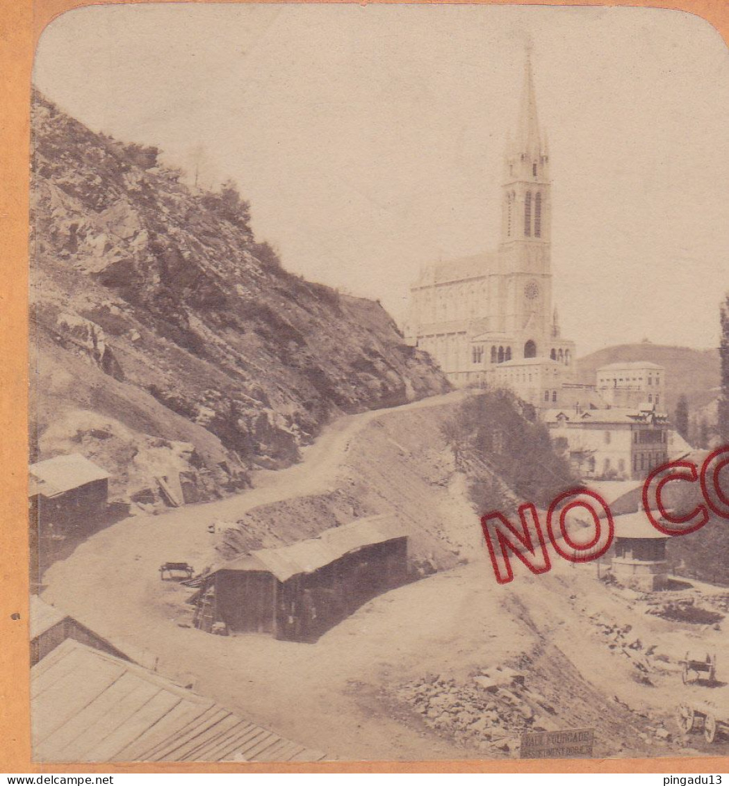 Stereoview Basilique Notre Dame De Lourdes Travaux D'aménagement ? - Stereoscopic