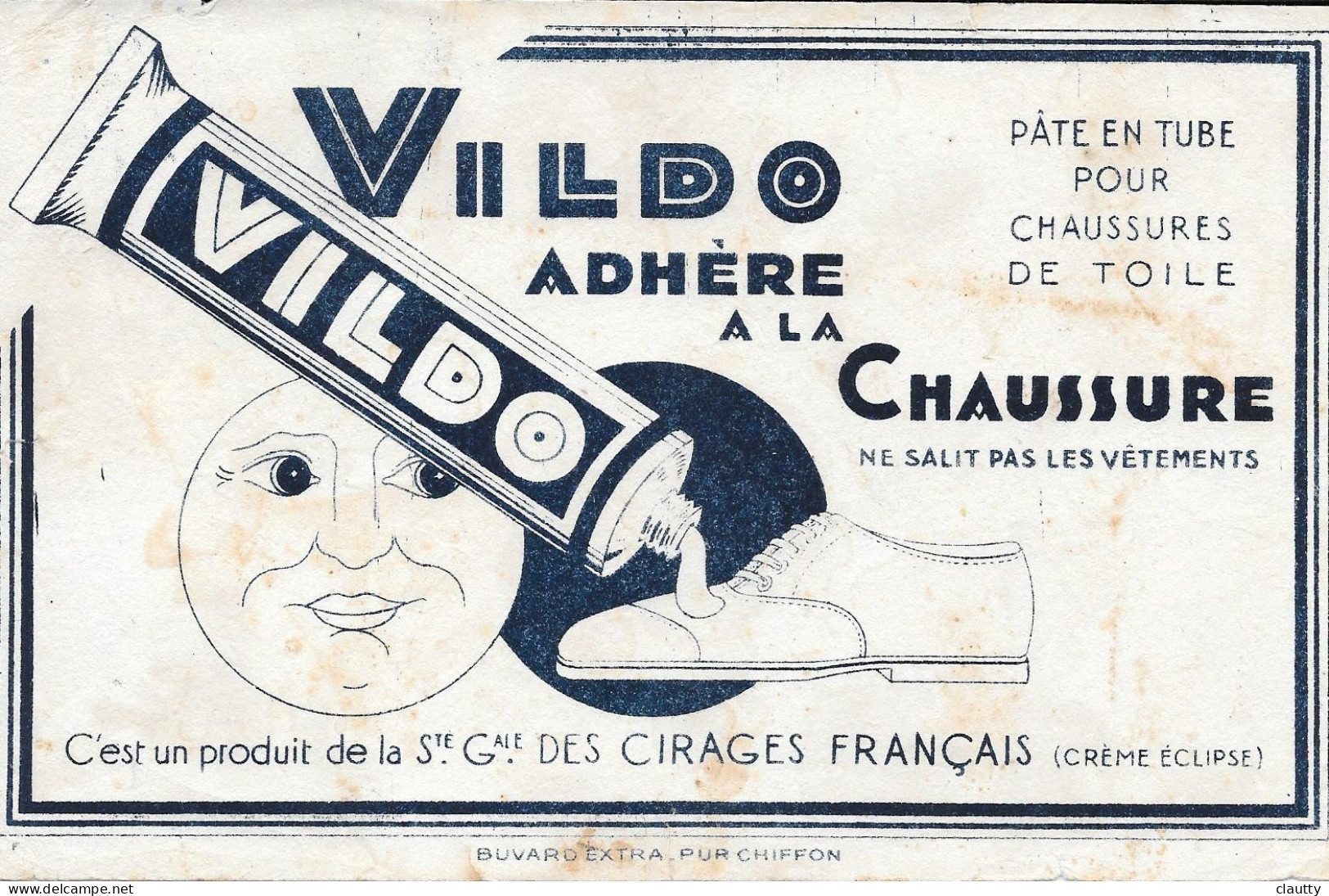 Buvard Vildo , Adhère à La Chaussure, Pâte En Tube , Société Générale Des Cirages Français - Chaussures