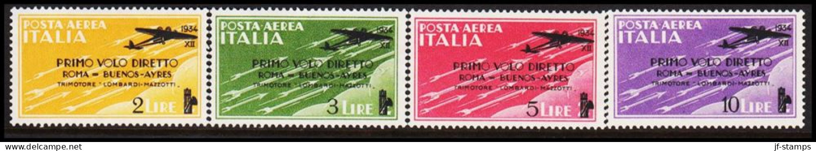 1934. ITALIANA. First Flight Rom-Buenos Aires. Complete Set With 4 Fine Stamps. No Gum. (Michel 459-462) - JF544900 - Nuovi