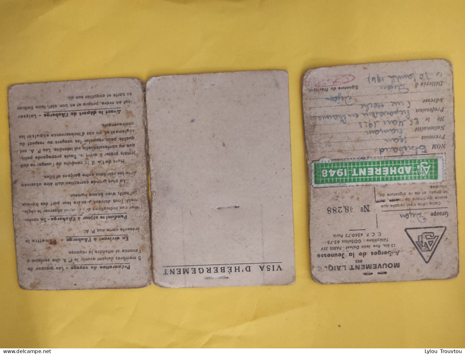 Lot De 4 Documents Transfusion Sanguine Croix Rouge Française / Militaire Militaria Auberge De La Jeunesse Laïque Nolay - Documents