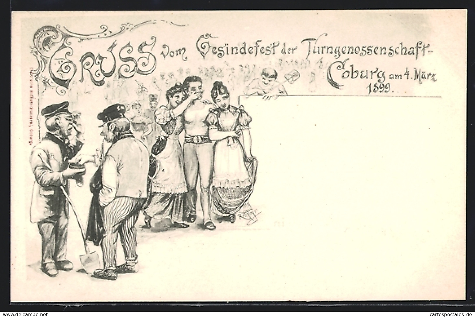 Lithographie Coburg, Gesindefest Der Turngenossenschaft 1899  - Other & Unclassified