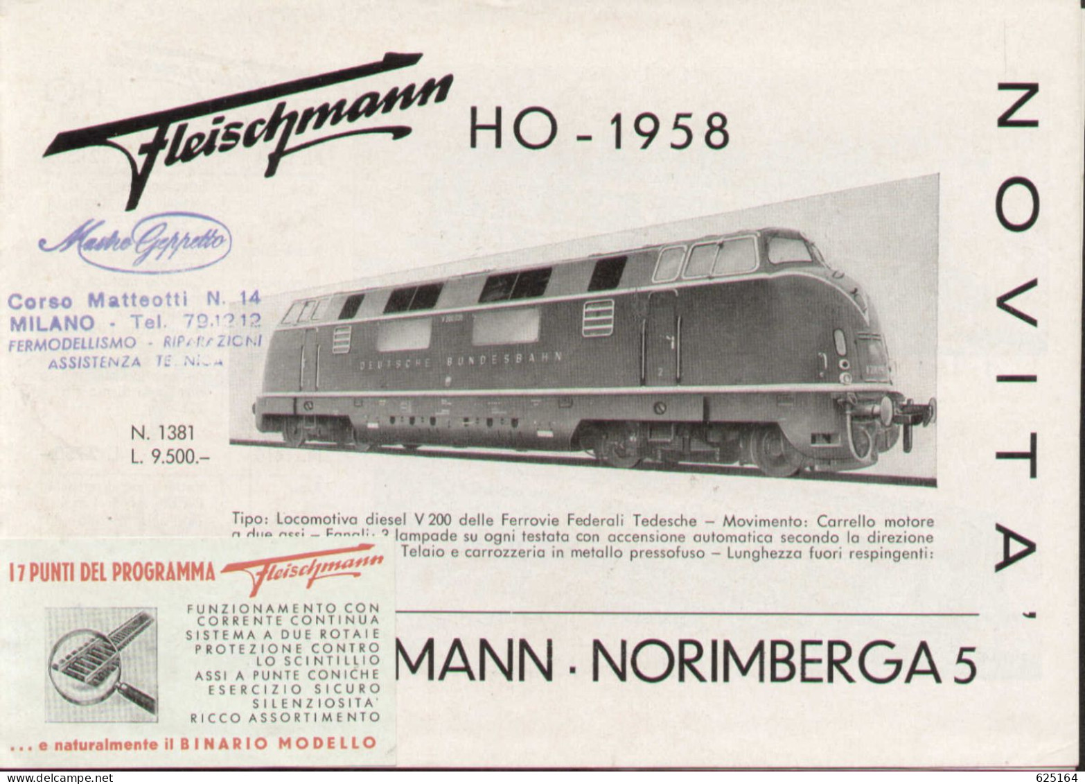 Catalogue FLEISCHMANN 1958 Novità HO 1/87 Italienische Ausgabe   - En Suédois - Zonder Classificatie