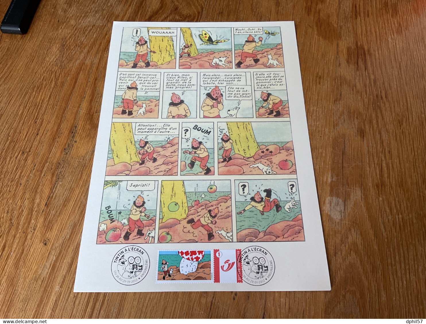 Belgique Timbre Personnalisé Tintin Sur Souvenir Philatélique - Briefe U. Dokumente