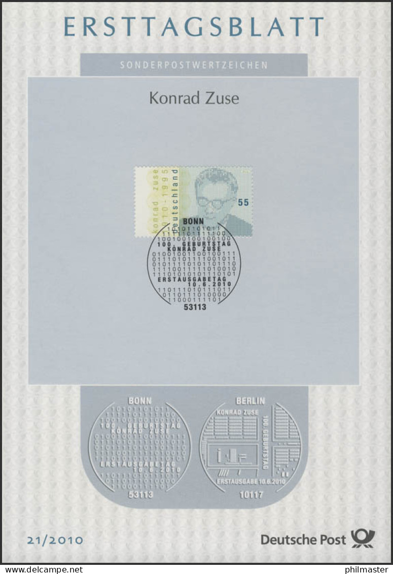 ETB 21/2010 Konrad Zuse, Erfinder, Computer - 2001-2010