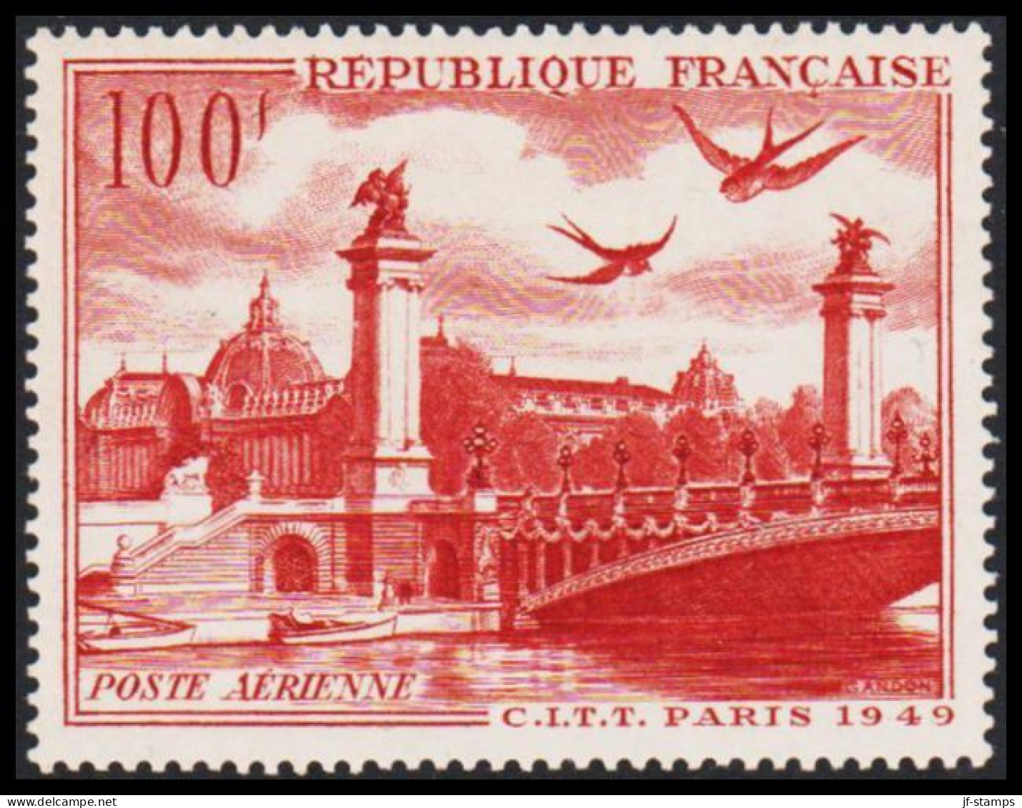 1949. REP. FRANCAISE. CITT PARIS 100 F POSTE AERIENNE Hinged. Beautiful Stamp.  (Michel 856) - JF544927 - Unused Stamps