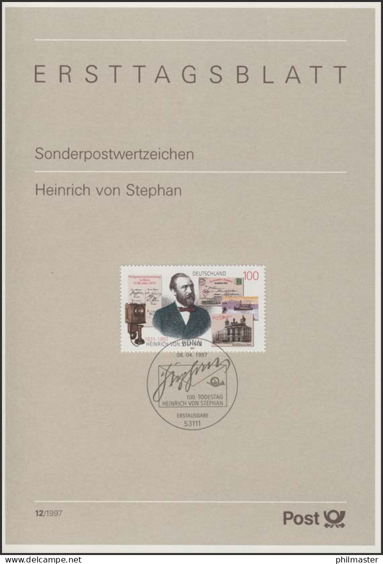 ETB 12/1997 - Heinrich Von Stephan, Organisator Postwesen - 1991-2000