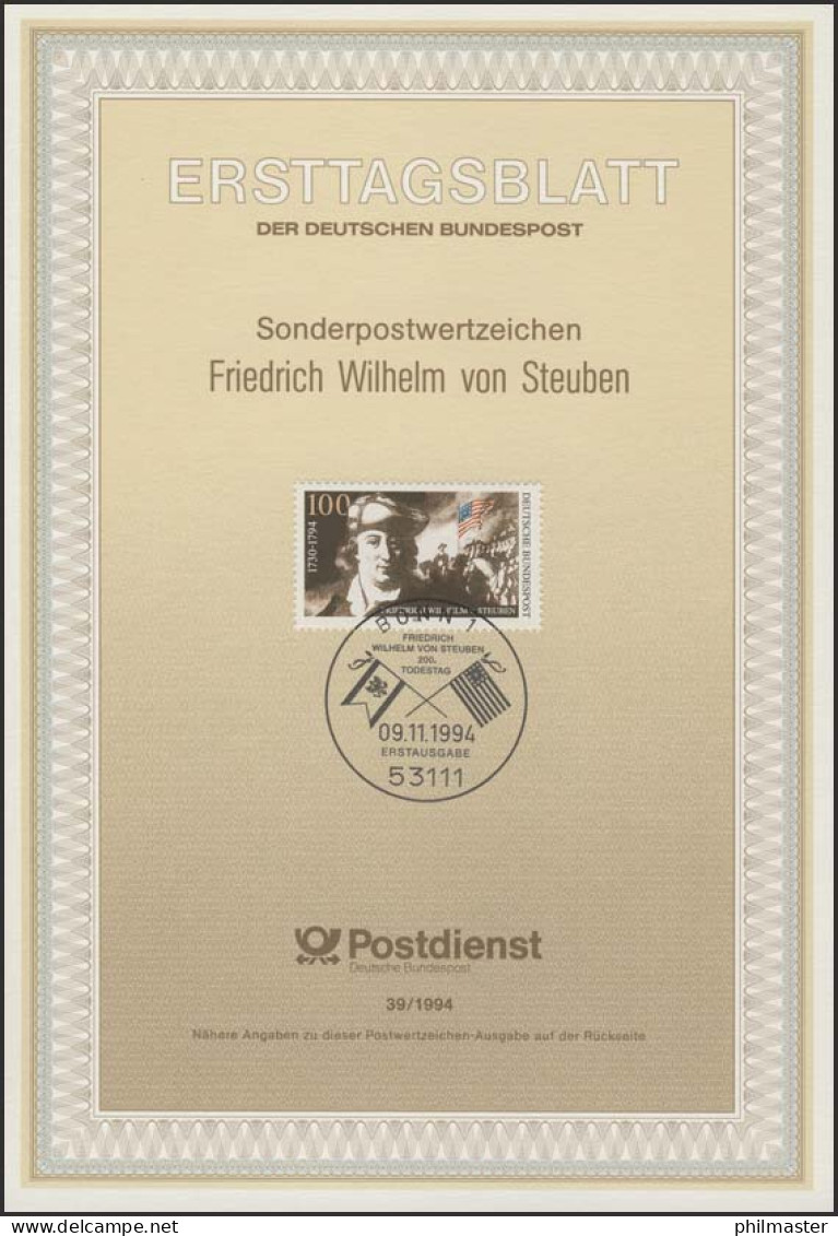 ETB 39/1994 - Friedrich Wilhelm Von Steuben - 1991-2000