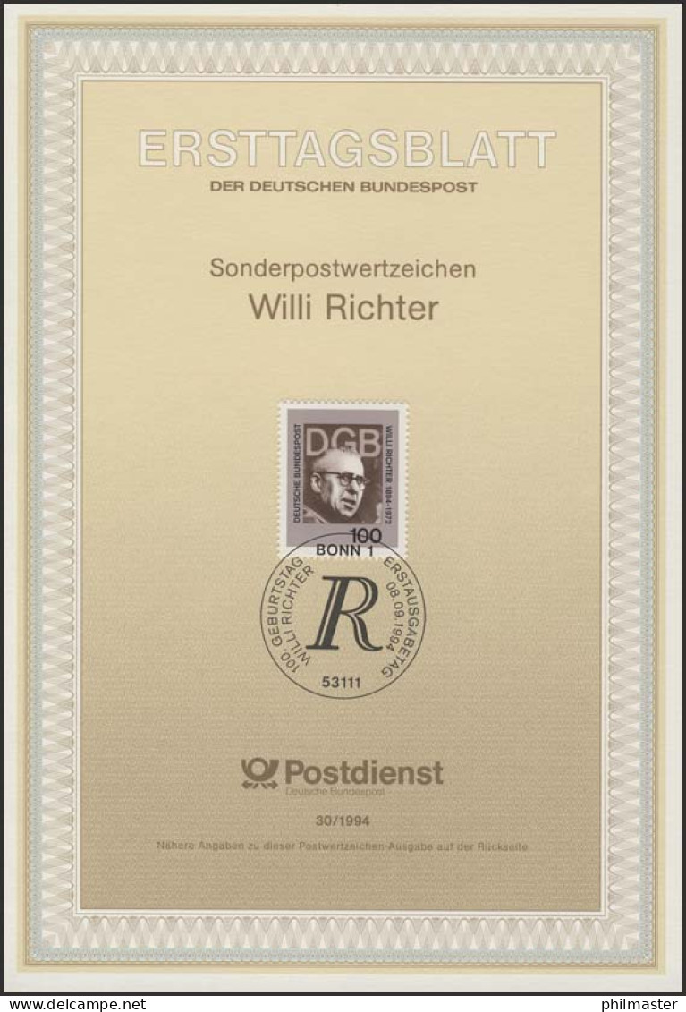 ETB 30/1994 - Willi Richter, Gewerkschaftsbund - 1991-2000