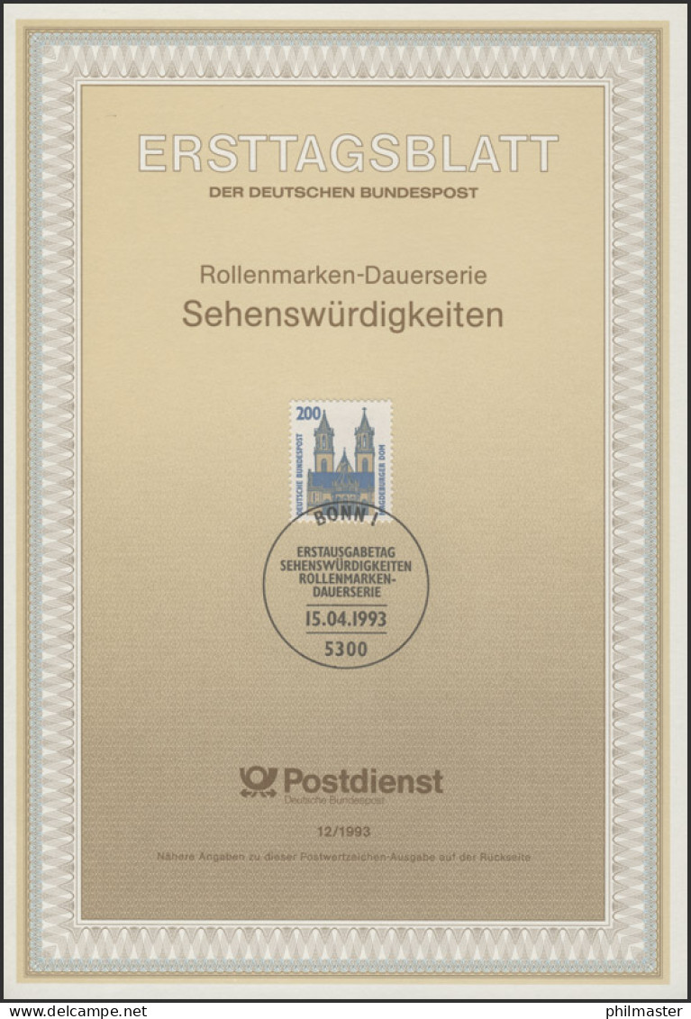 ETB 12/1993 - SWK Magdeburger Dom, 200 Pf - 1991-2000