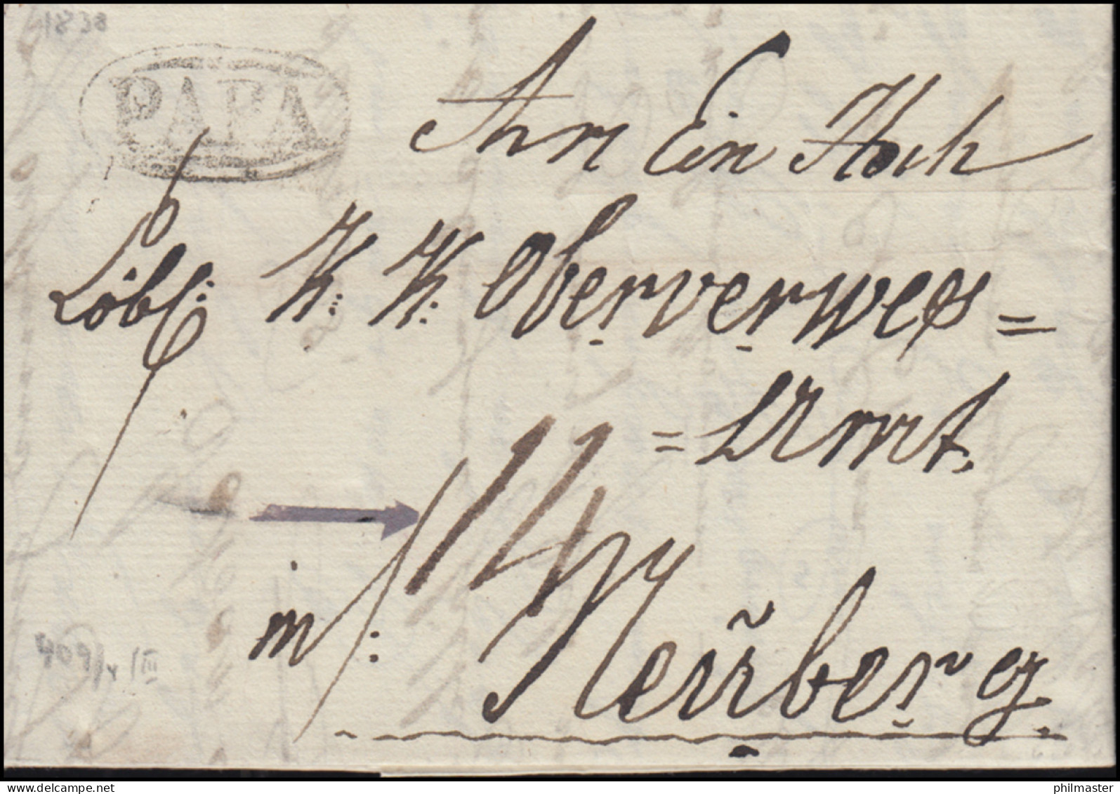 Österreich-Ungarn Faltbrief Oval-O Aus PAPA 30.1.1838 An Oberverweseramt Neuberg - ...-1850 Prefilatelía