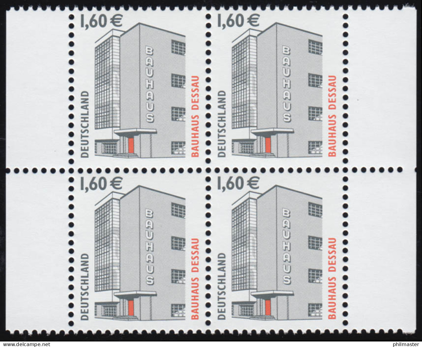 2302CII SWK 1,60 Euro Mit SAD III, Viererblock, Rechts 6 Zähnungslöcher, ** - Unused Stamps