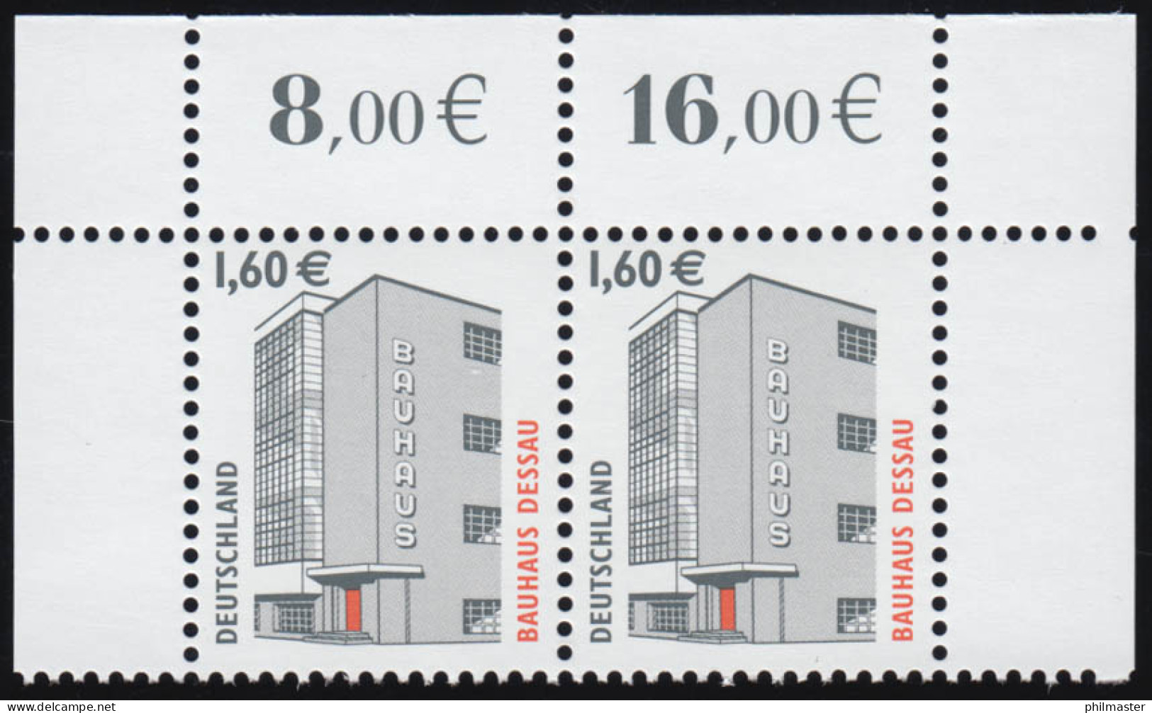 2302CII SWK 1,60 Euro Mit SAD III, Paar OR Oberrand, Rechts 6 Zähnungslöcher, ** - Unused Stamps