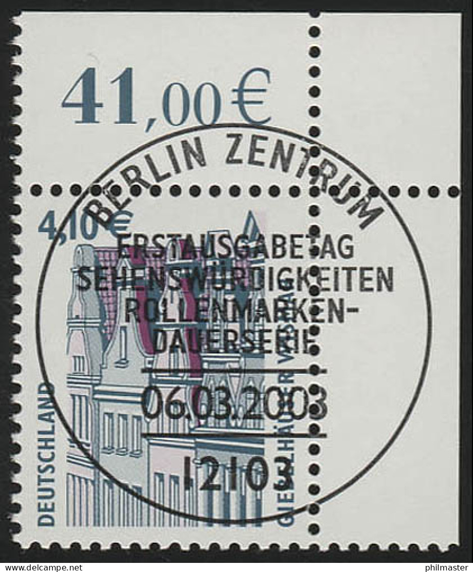 2323 SWK 4,10 Euro Ecke Or ESST Berlin - Used Stamps