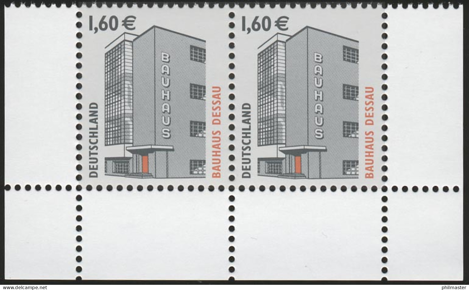 2302CII SWK 1,60 Euro Mit SAD III, Paar UR Unterrand, Rechts Durchgezähnt, ** - Unused Stamps