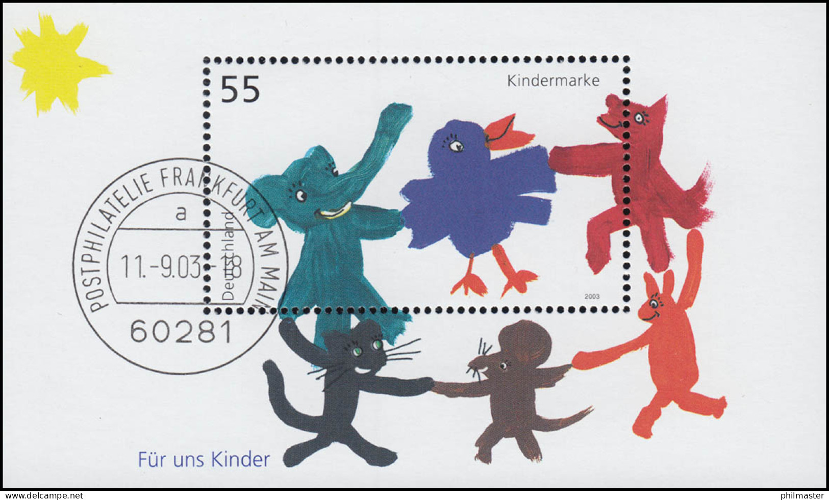 Block 64 Für Uns Kinder & Tierkinder 2003, VS-O Frankfurt / Main 11.9.03 - Gebruikt