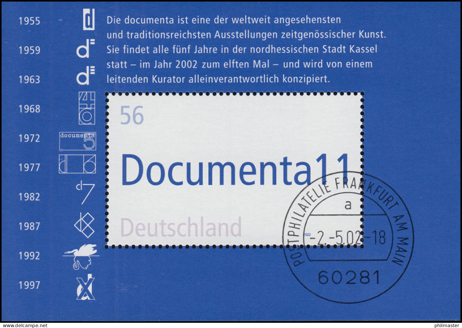Block 58 Documenta11 Kassel 2002, VS-O Frankfurt/Main 2.5.2002 - Gebruikt