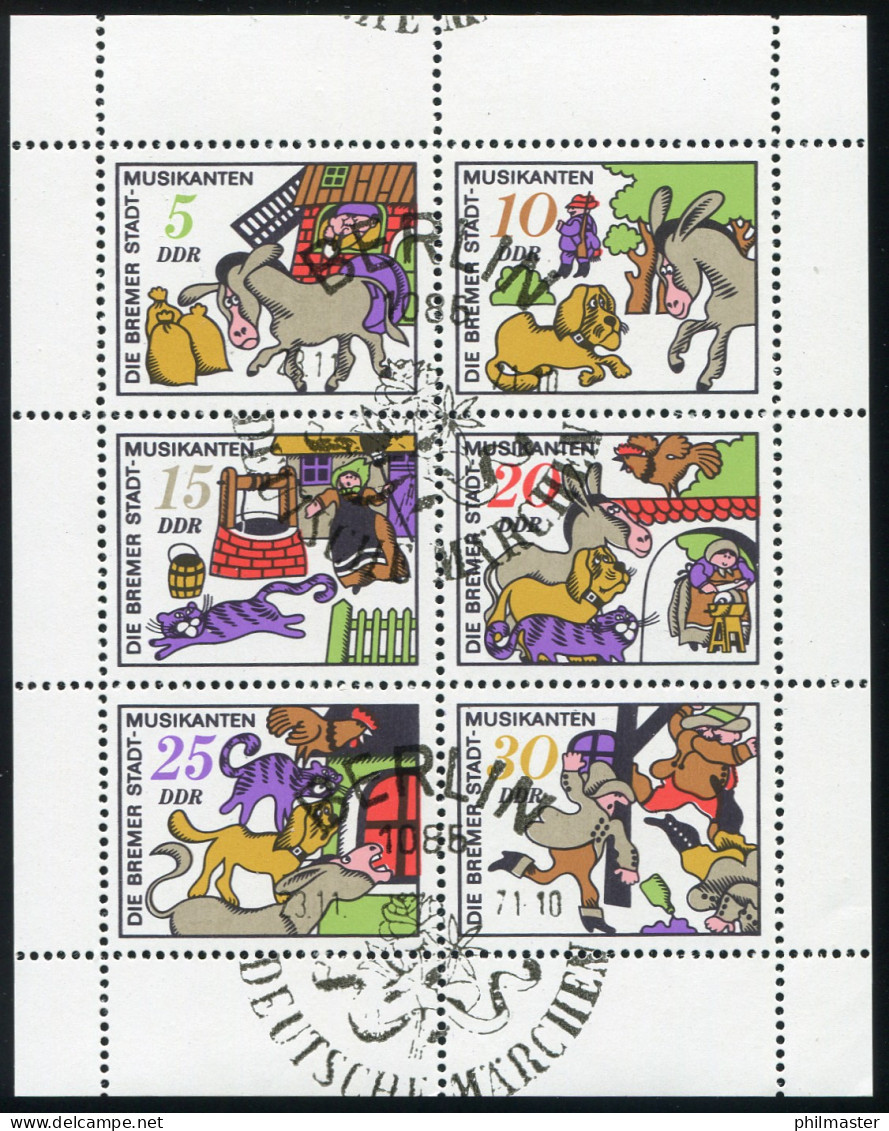 1717-1722 Märchen-Kleinbogen Die Bremer Stadtmusikanten, ESSt Berlin 23.11.1971 - Used Stamps