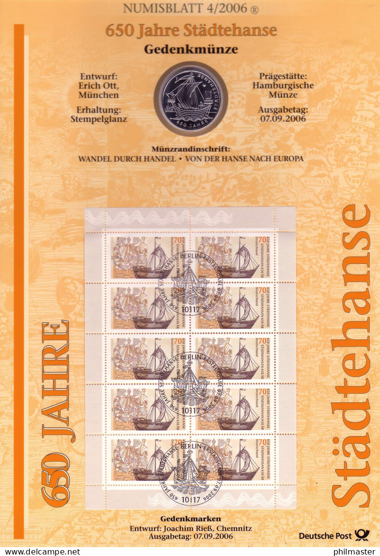 2558 650 Jahre Hanse / Hansa Teutonica - Numisblatt 4/2006 - Coin Envelopes